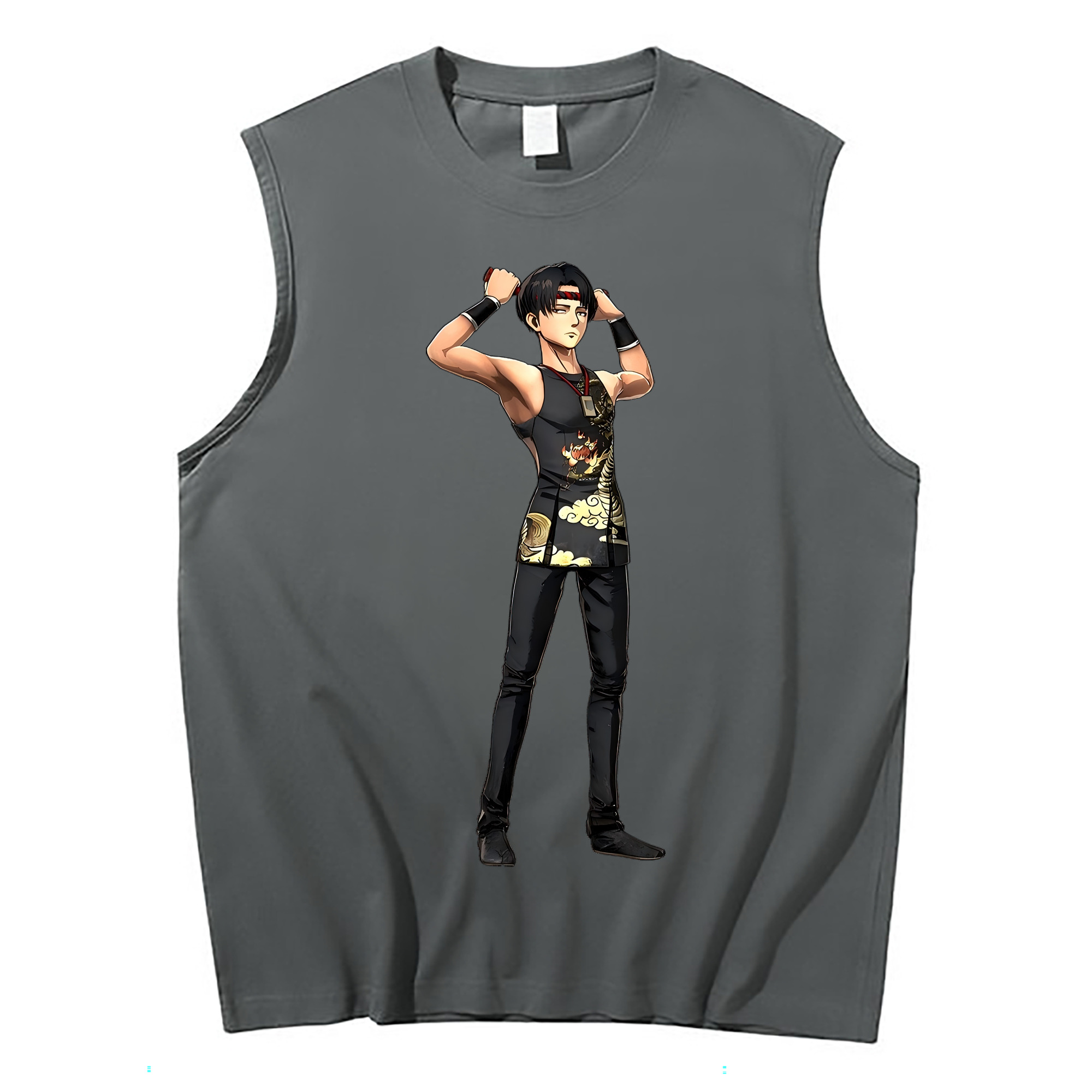 （画像用） 進撃の巨人 リヴァイ·アッカーマン Attack on Titan Levi Ackerman コットン100％タンクトップ（フロントプリント）
